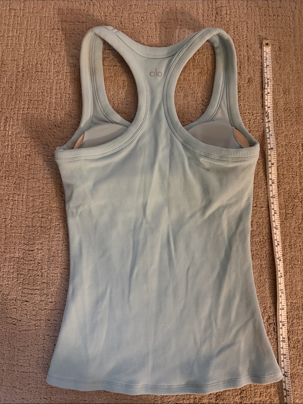 Alo Women’s Light Blue green Ribbed Racerback Tank - Picture 3 of 4